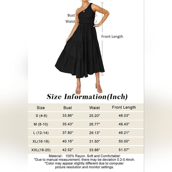 NWT Summer Boho One Shoulder Sleeveless Ruffle Beach Party Tiered Midi Dress - Picture 5 of 9